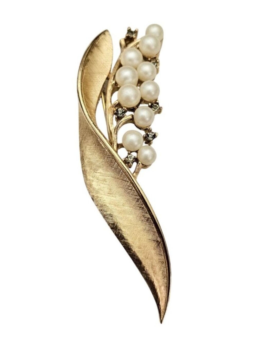 Trifari Alfred Philippe Vintage Faux Pearl Lily Of The Valley Brooch Signed J906
